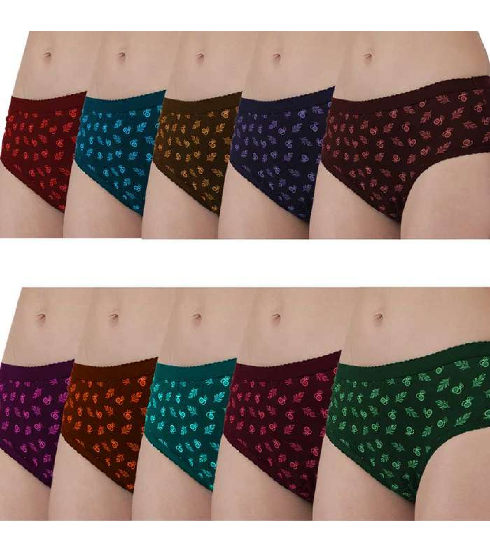 Vink Multicolor Womens Printed Multicolor Panties 9 Pack Combo | Outer Elastic